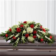 Mixed Casket Spray - Red and Green