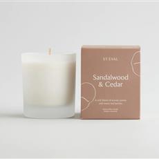 Sandalwood &amp; Cedar Lamorna Glass Candle 